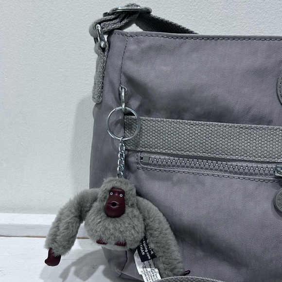 Kipling Angie Crossbody Bag Grey Lightweight Nylon Travel Purse Multi-Pocket - Picture 9 of 15